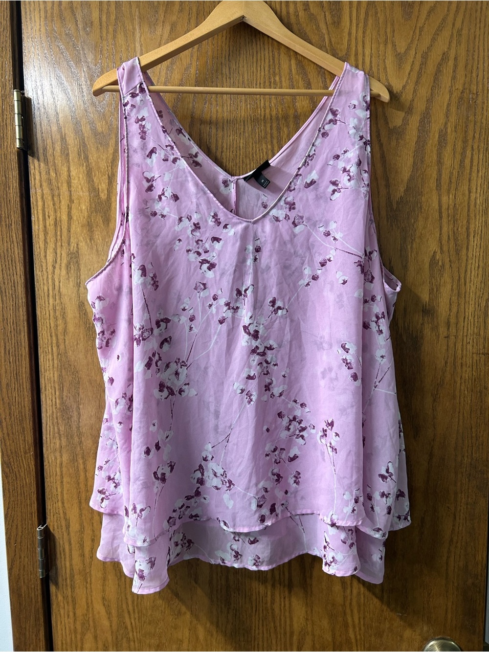 Lane Bryant Pink Floral V-Neck Layered Camisole